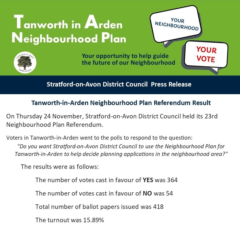 Neighbourhood Development Plan Referendum results